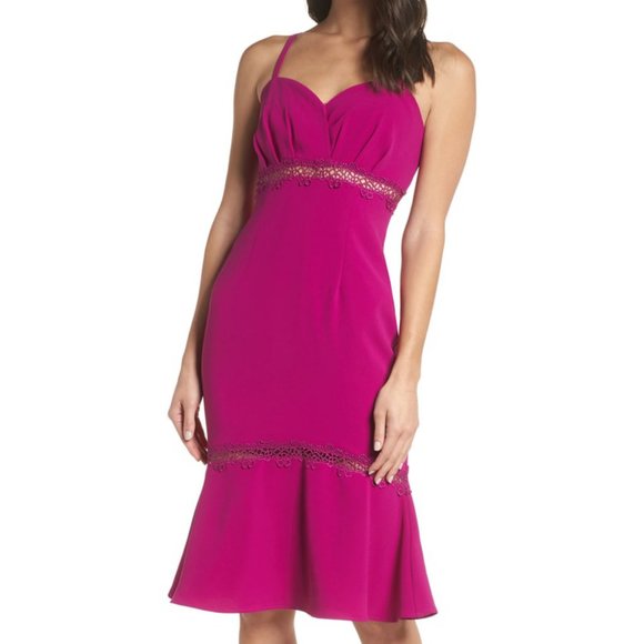 Foxiedox Iris Lace Inset Cocktail Sheath Dress Purple Size Large NWT - Picture 15 of 15